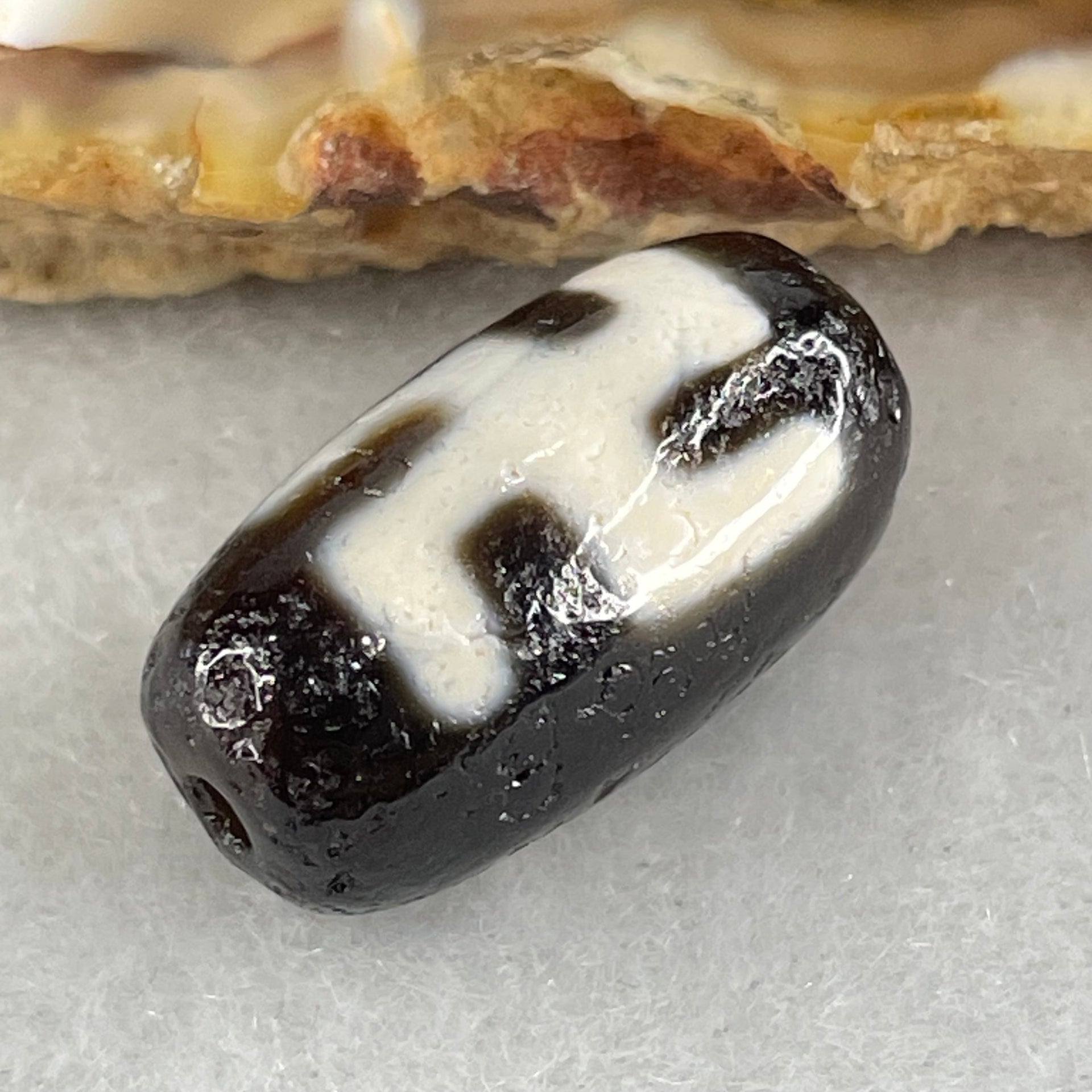 Natural Powerful Tibetan Old Oily Agate 1 Eye With Swastika Dzi Bead (Hotu Dzi) 3.46g 19.5 by  10.7mm - Huangs Jadeite and Jewelry Pte Ltd