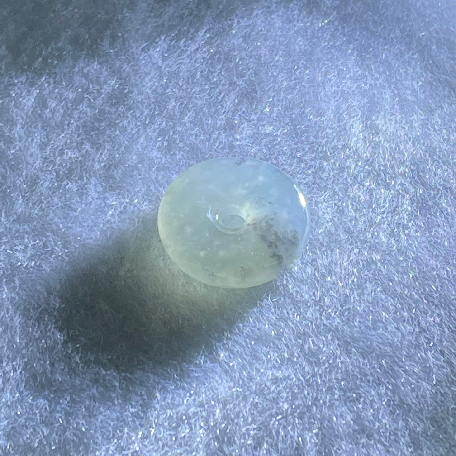 Type A Icy Wuji Grey Jadeite Ping An Kou Donut Charm Pendant 2.04g 15.2 by 4.0mm - Huangs Jadeite and Jewelry Pte Ltd