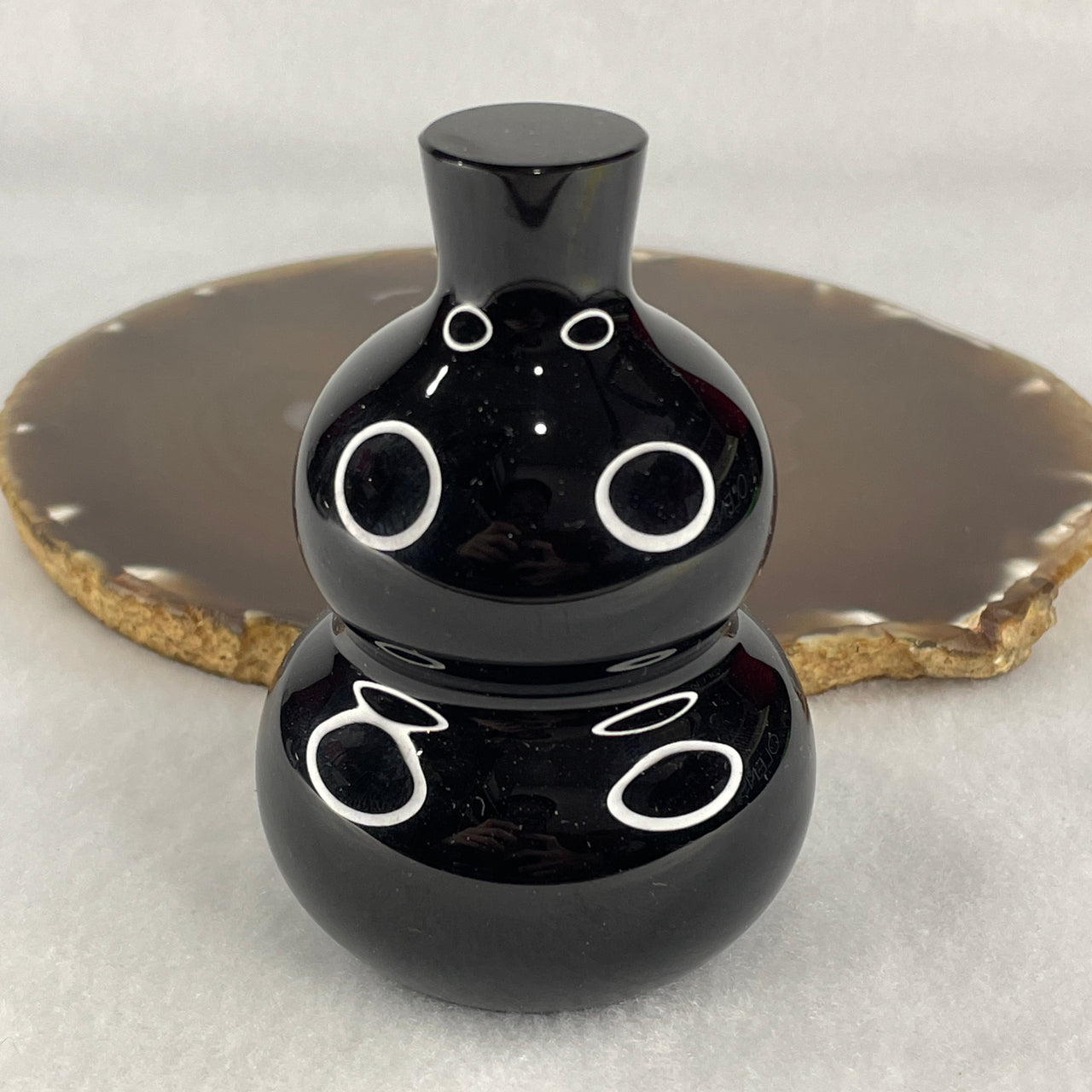 Natural Black Obsidian Hulu Display 301.75g 84.5 by 56.8mm - Huangs Jadeite and Jewelry Pte Ltd