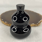 Natural Black Obsidian Hulu Display 301.75g 84.5 by 56.8mm - Huangs Jadeite and Jewelry Pte Ltd