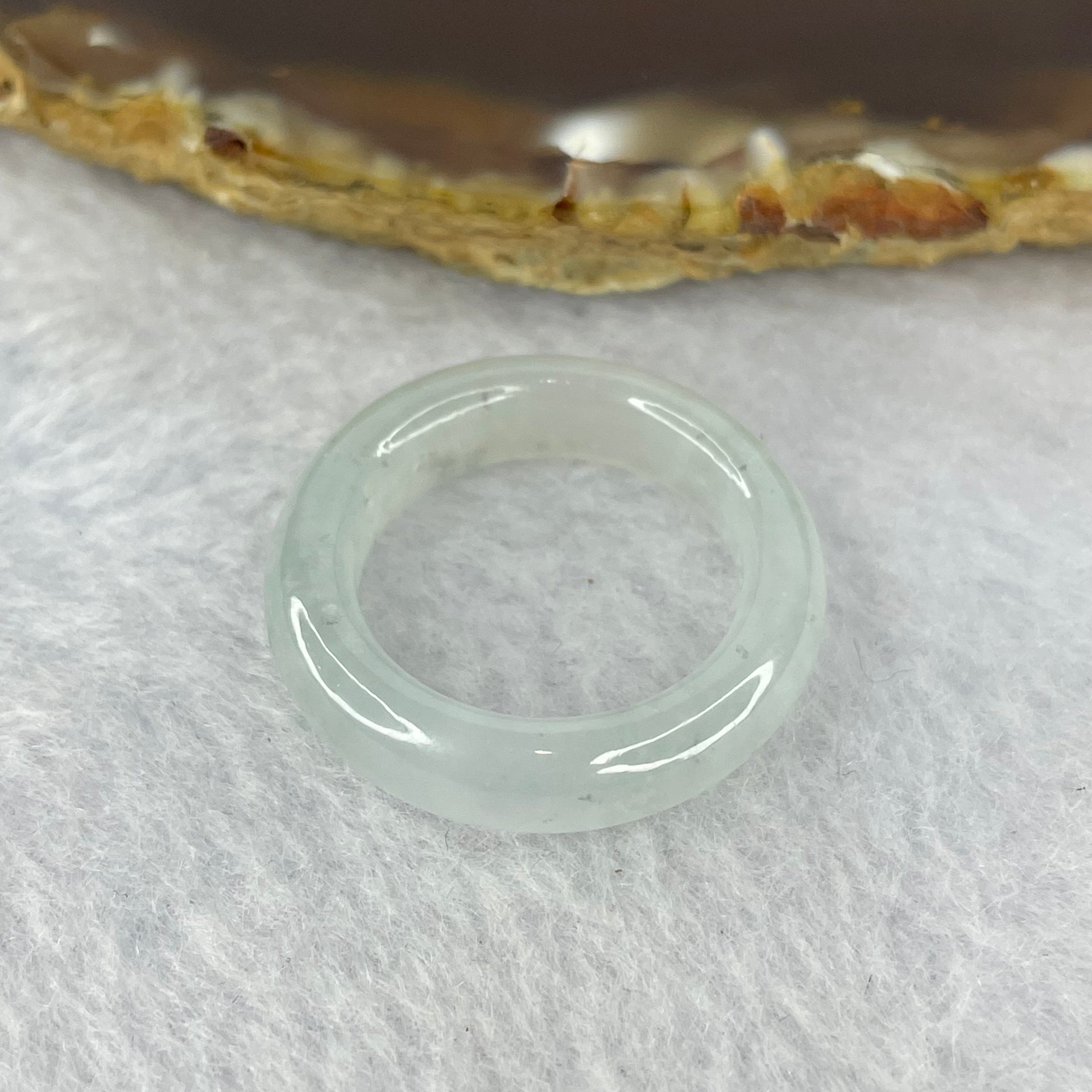 Type A Semi Icy Very Faint Green to Near White Jadeite Ring 4.74g 6.2 by 4.4g 6.2 by 4.4 mm US 8 / HK 18 (Close to Perfect) - Huangs Jadeite and Jewelry Pte Ltd