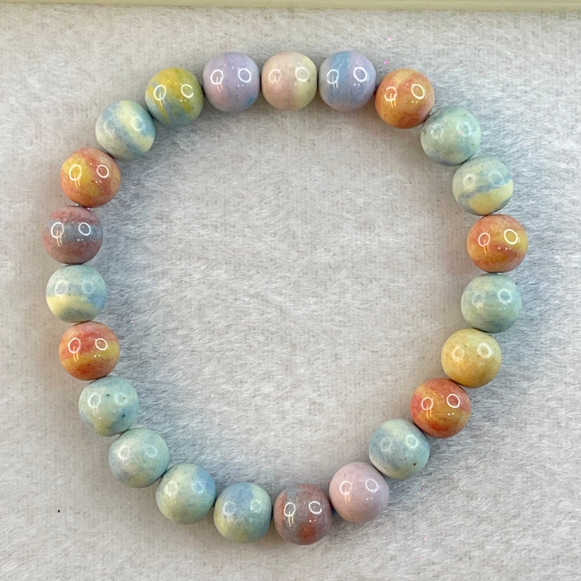 Natural Rainbow Gobi Agate Beads Bracelet 15.07g 15cm 7.9mm 23 Beads - Huangs Jadeite and Jewelry Pte Ltd
