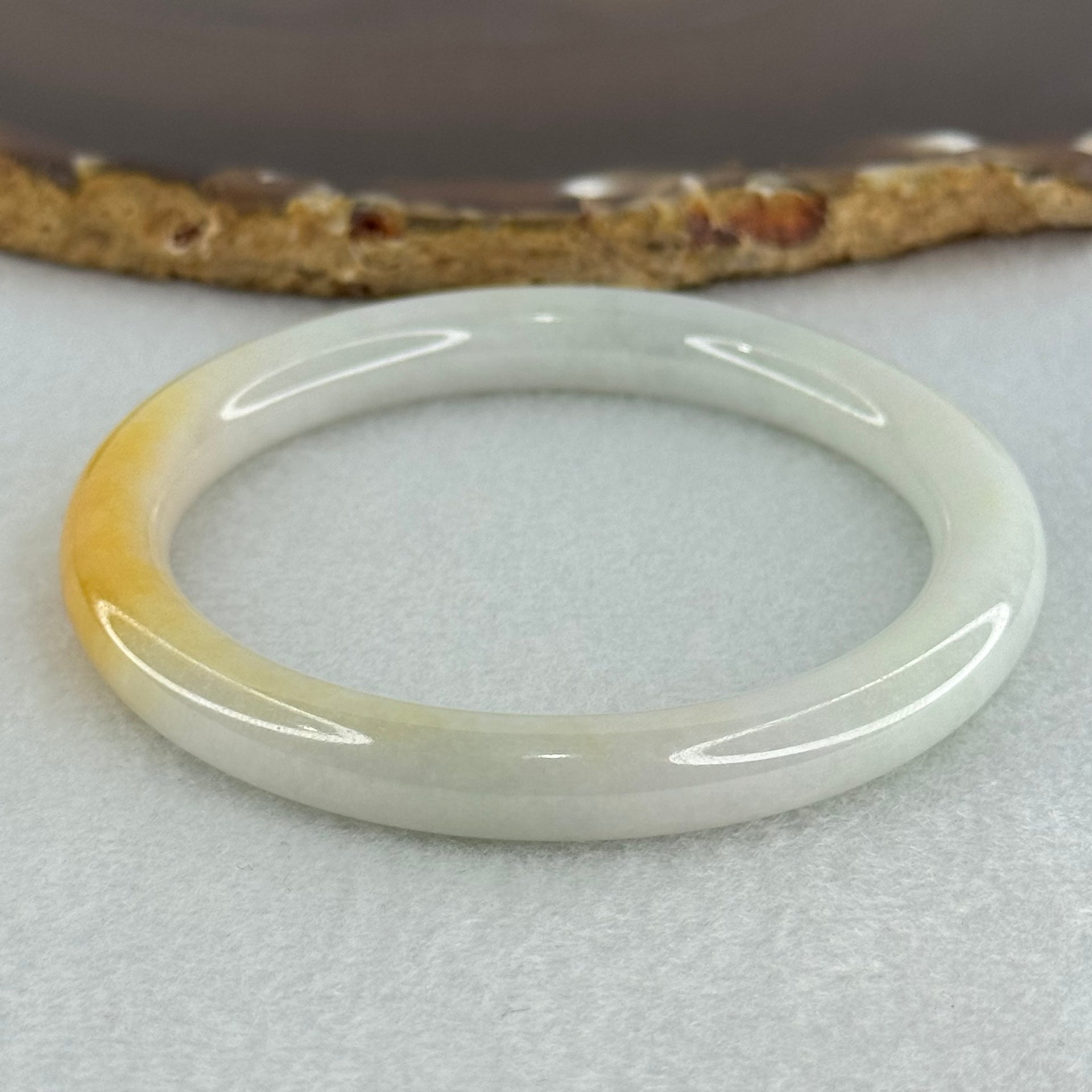 Type A Faint Green Lavender with Yellow Jadeite Bangle Internal Diameter 54.6mm 34.4580g 8.2 by 8.2mm (Very Slight Internal Line) - Huangs Jadeite and Jewelry Pte Ltd