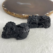 Certified Natural Type A Black Omphacite Jadeite Pixiu pair Pendant Each About 62.04g 50.6 by 28.6 by 21.4mm And 64.08g 50.0 by 27.5 by 22.7mm - Huangs Jadeite and Jewelry Pte Ltd