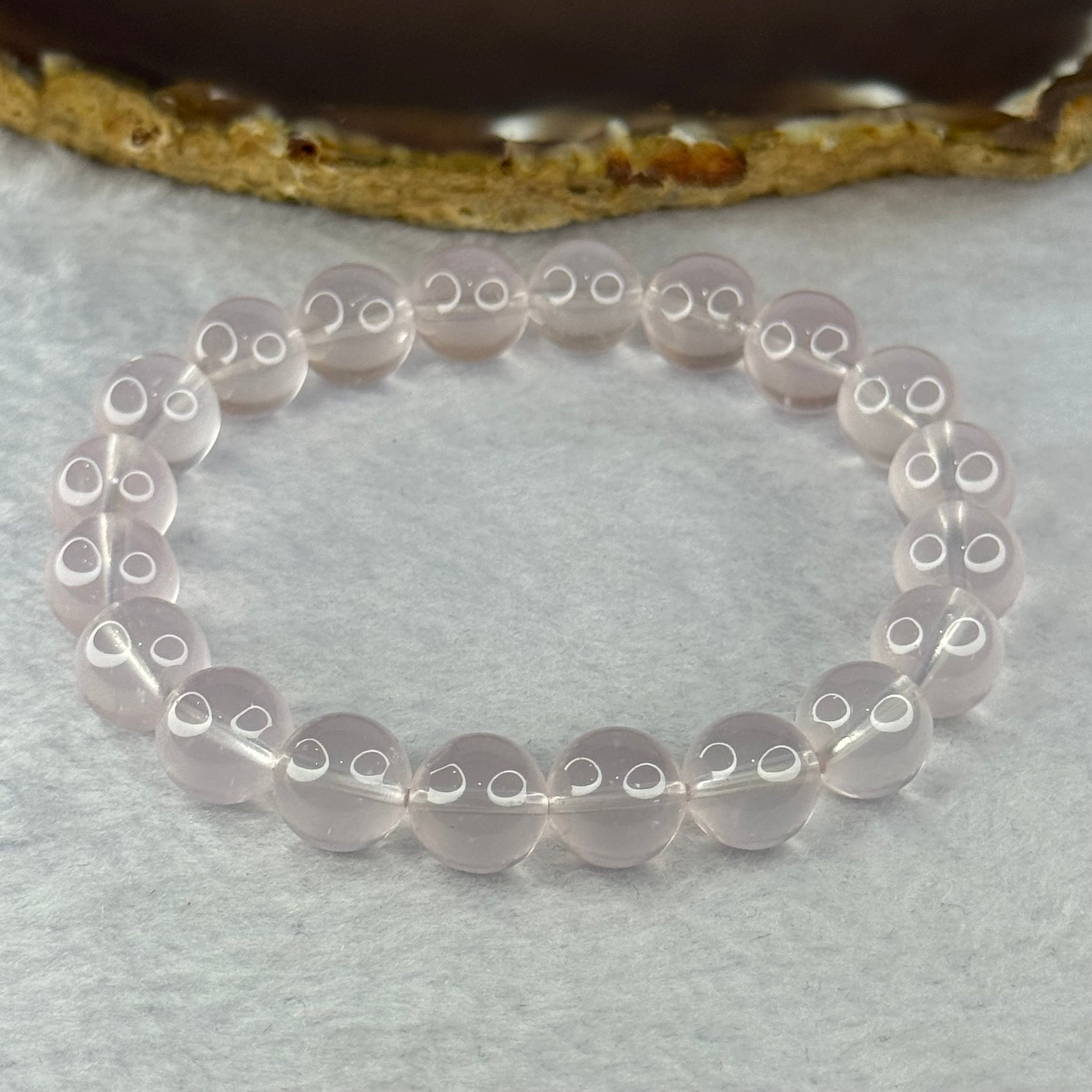 Natural Rose Quartz Beads Bracelet 天然玫瑰石英珠手链 29.28g 17.5cm 10.3mm 20 Beads - Huangs Jadeite and Jewelry Pte Ltd