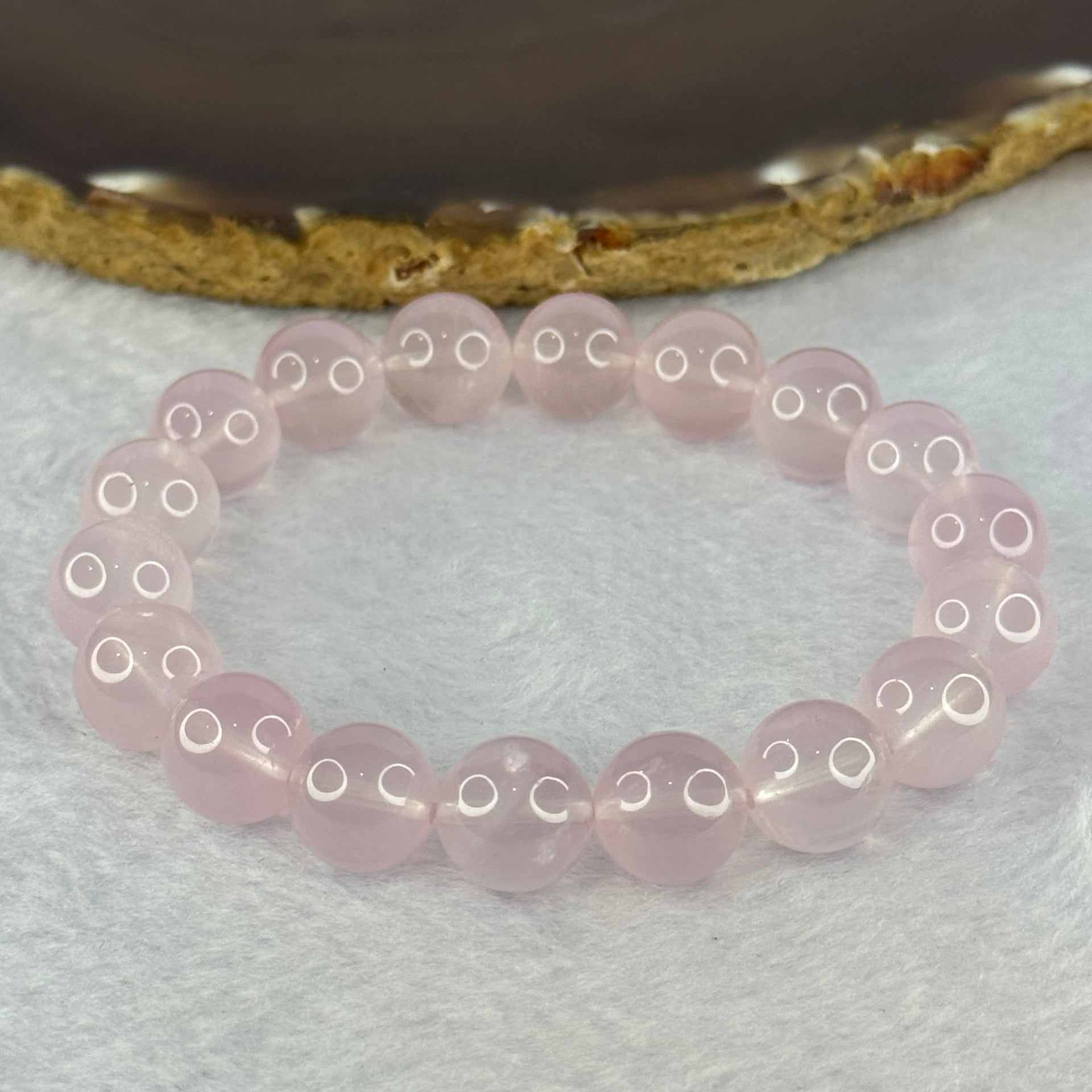Natural Rose Quartz Beads Bracelet 天然玫瑰石英珠手链 35.21g 17.5cm 11.4mm 18 Beads - Huangs Jadeite and Jewelry Pte Ltd