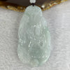 Grand Master Type A Semi Icy Faint Sky Blue with Faint Green Jadeite Guan Yin with Cobra Pendant 31.16g 72.1 by 38.6 by 5.6mm - Huangs Jadeite and Jewelry Pte Ltd