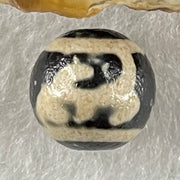 Natural Powerful Tibetan Old Oily Brown Yellowish White Agate Green Tara Dzi Bead Heavenly Master (Tian Zhu) 绿度母天珠 1.47g 10.0 by 10.4mm - Huangs Jadeite and Jewelry Pte Ltd