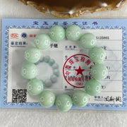 Type A Light Green Jadeite Beads Bracelet 89.10g 15cm 16.0mm 13 Beads (Very Slight Internal Lines) - Huangs Jadeite and Jewelry Pte Ltd