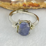 Rare Above Average Natural Blue Dumortierite Rutilated Quartz in S925 Sliver Ring (Adjustable Size) 3.28g 10.9 by 7.4 by 3.5mm - Huangs Jadeite and Jewelry Pte Ltd