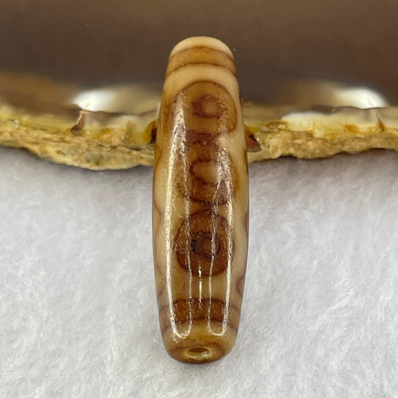 Natural Powerful Tibetan Old Oily Agate 5 Eyes Dzi Bead Heavenly Master (Tian Zhu) 五眼天诛 6.82g 38.3 by 11.0mm - Huangs Jadeite and Jewelry Pte Ltd