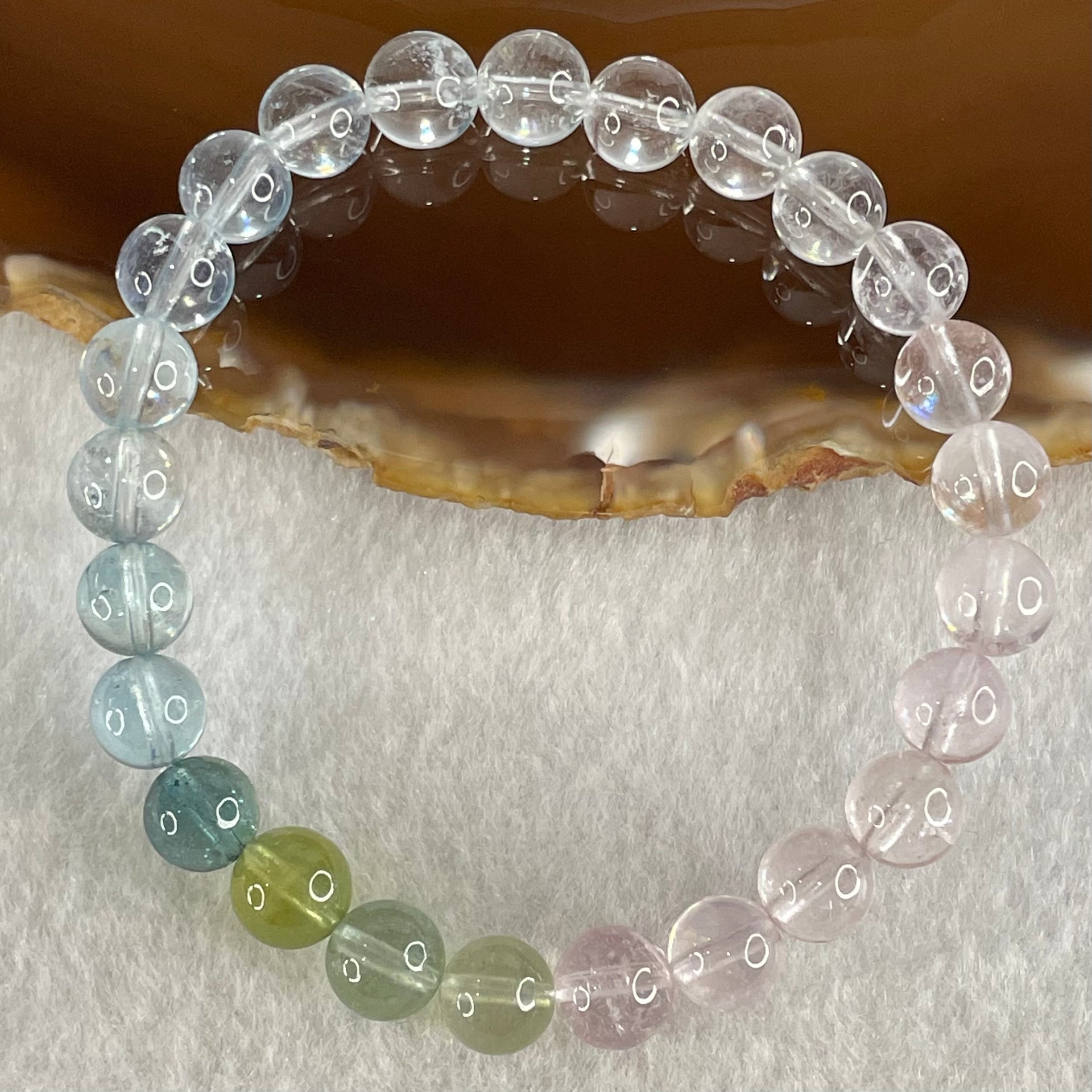 Very Very High Grade Transparent Natural Morganite Beryl Beads Bracelet 15.15g 15.5cm 7.7mm 25 Beads - Huangs Jadeite and Jewelry Pte Ltd