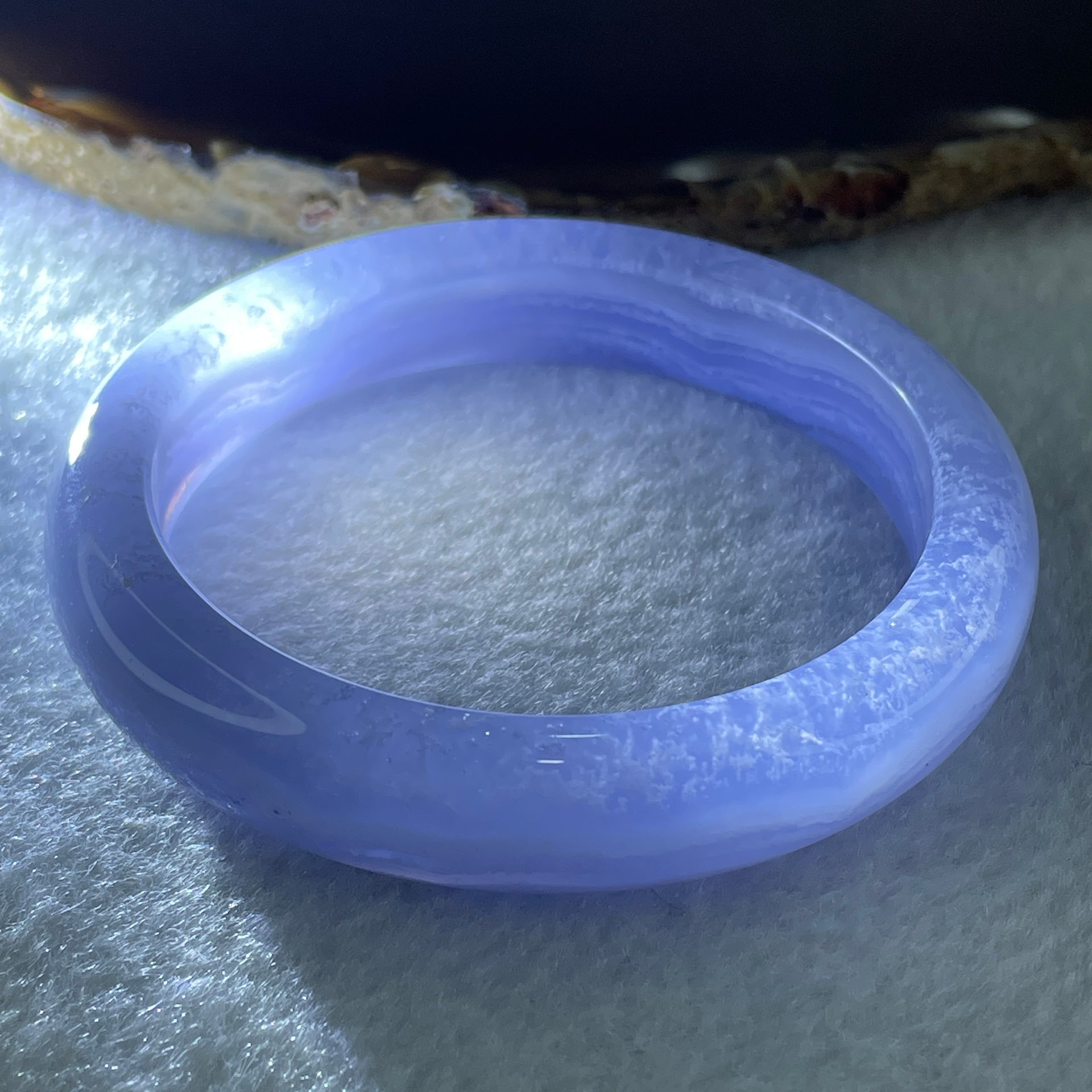 Natural Blue Lace Agate Bangle 47.87g Internal Diameter 57.2mm 13.2 by 8.4mm (Perfect) - Huangs Jadeite and Jewelry Pte Ltd