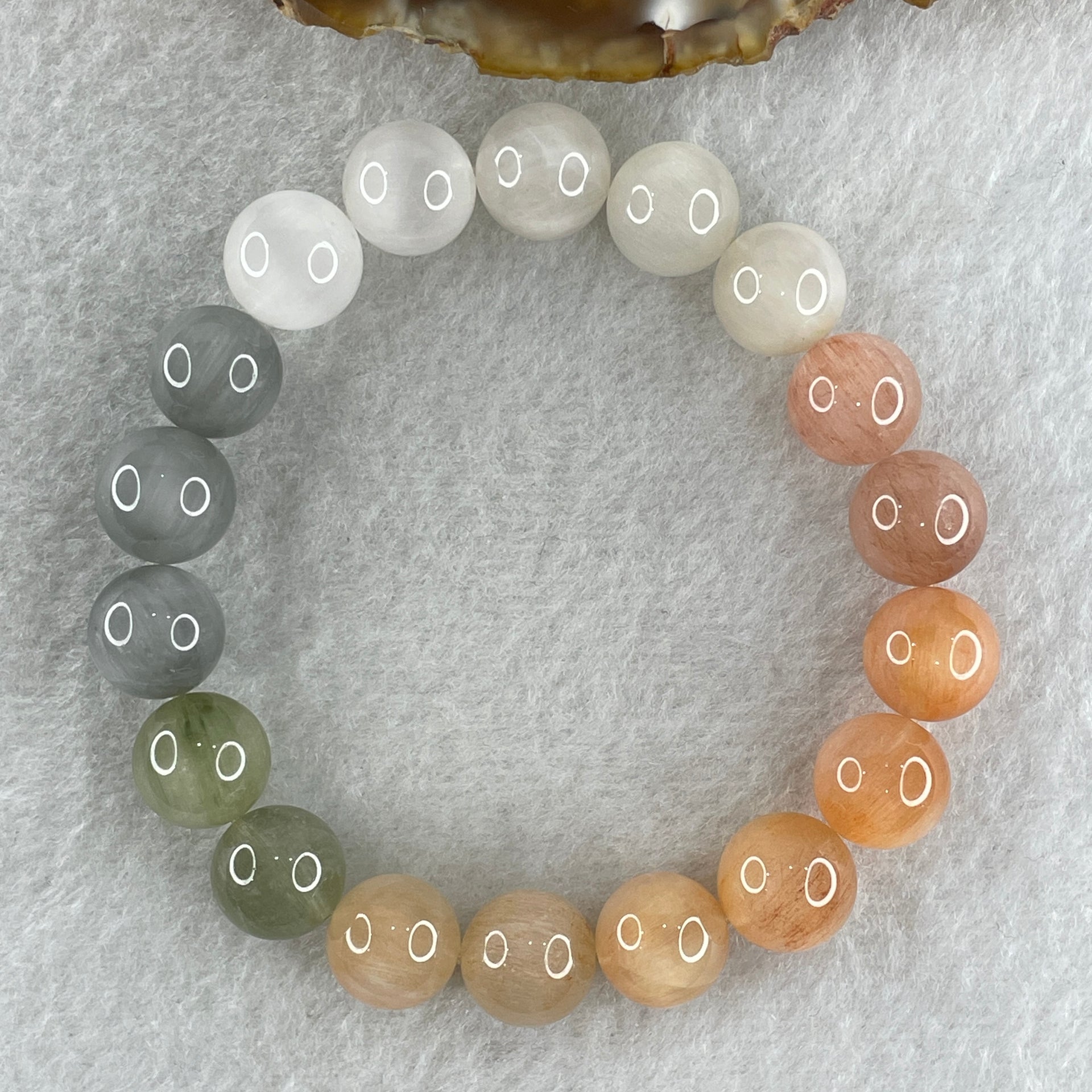 Certified Natural Good Grade Muti Color Rabbit Hair Rutilated Quartz Beads Bracelet 34.103g 16cm 11.3mm 18Beads - Huangs Jadeite and Jewelry Pte Ltd