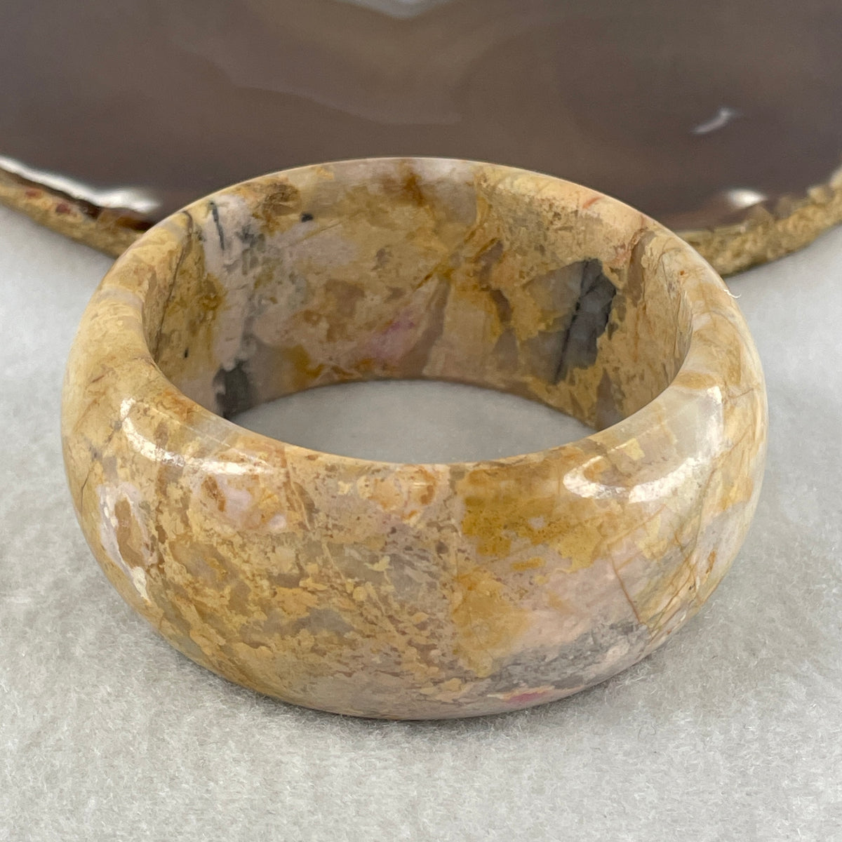 Natural Picture Jasper Bangle | (119.12g | 53.9mm Inner Diameter | 28.8x9.5mm | Synergy, Deep Grounding, Creative Vision & Protection Shield)