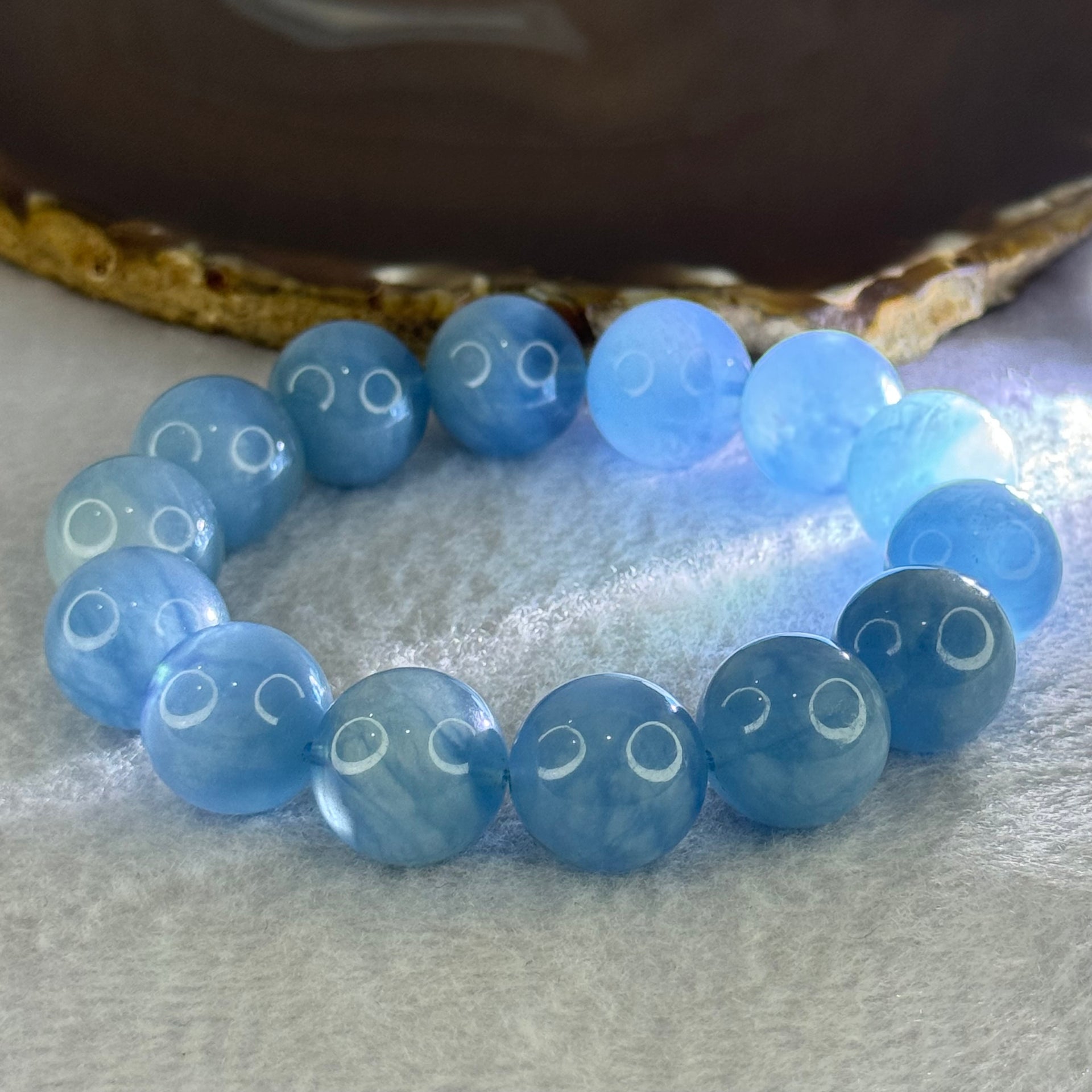 Natural Aquamarine Beads Bracelet 81.94g 19cm 16.2mm 14 Beads - Huangs Jadeite and Jewelry Pte Ltd