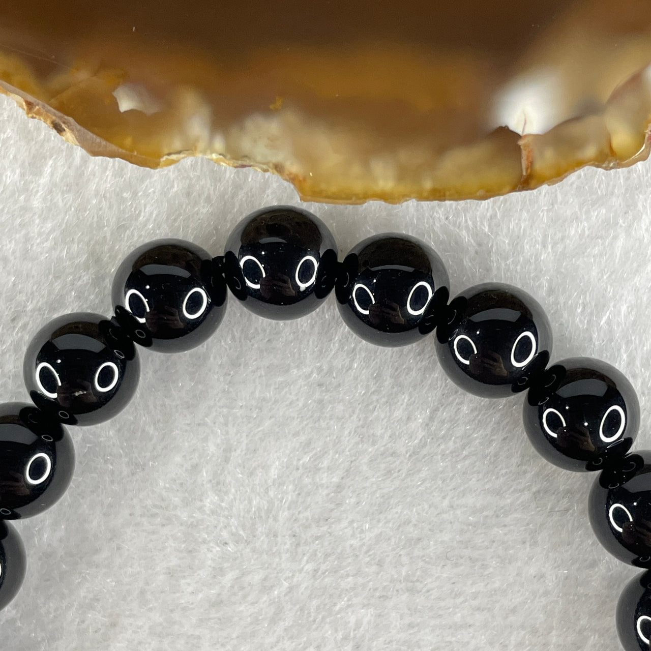 Natural Black Moldavite Meteorite Crystal Beads Bracelet 16.78g 16.5cm 8.4mm 24 Beads