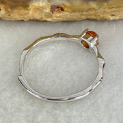 Type A Red Cabochon Jadeite in S925 Sliver Bamboo Ring (Adjustable Size) 1.00g 4.2 by 3.0mm - Huangs Jadeite and Jewelry Pte Ltd