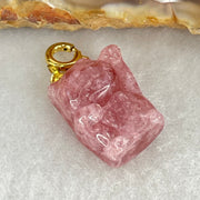 Natural Strawberry Quartz Fortune Cat Charm 3.76g 18.3 by 13.0 by 9.1mm - Huangs Jadeite and Jewelry Pte Ltd