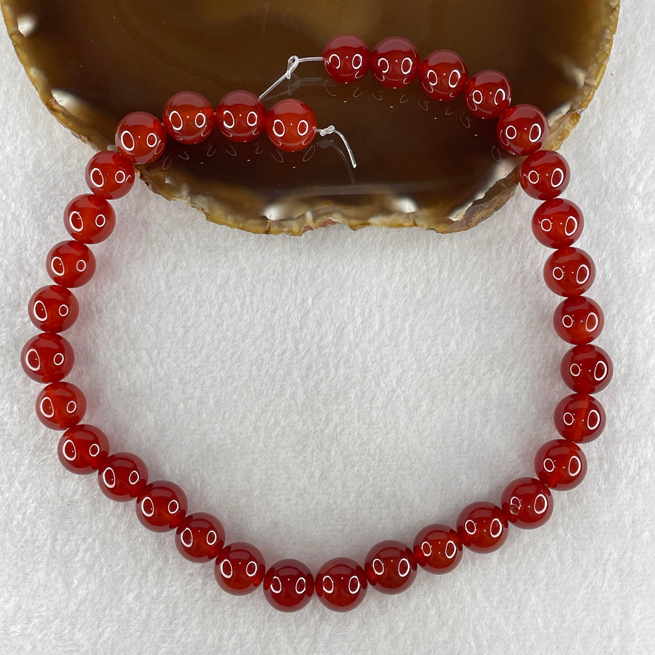 Certified Natural Red Agate Chalcedony Beads Loose Beads for Bracelet 77.47g 39cm 12.3mm 33 Beads