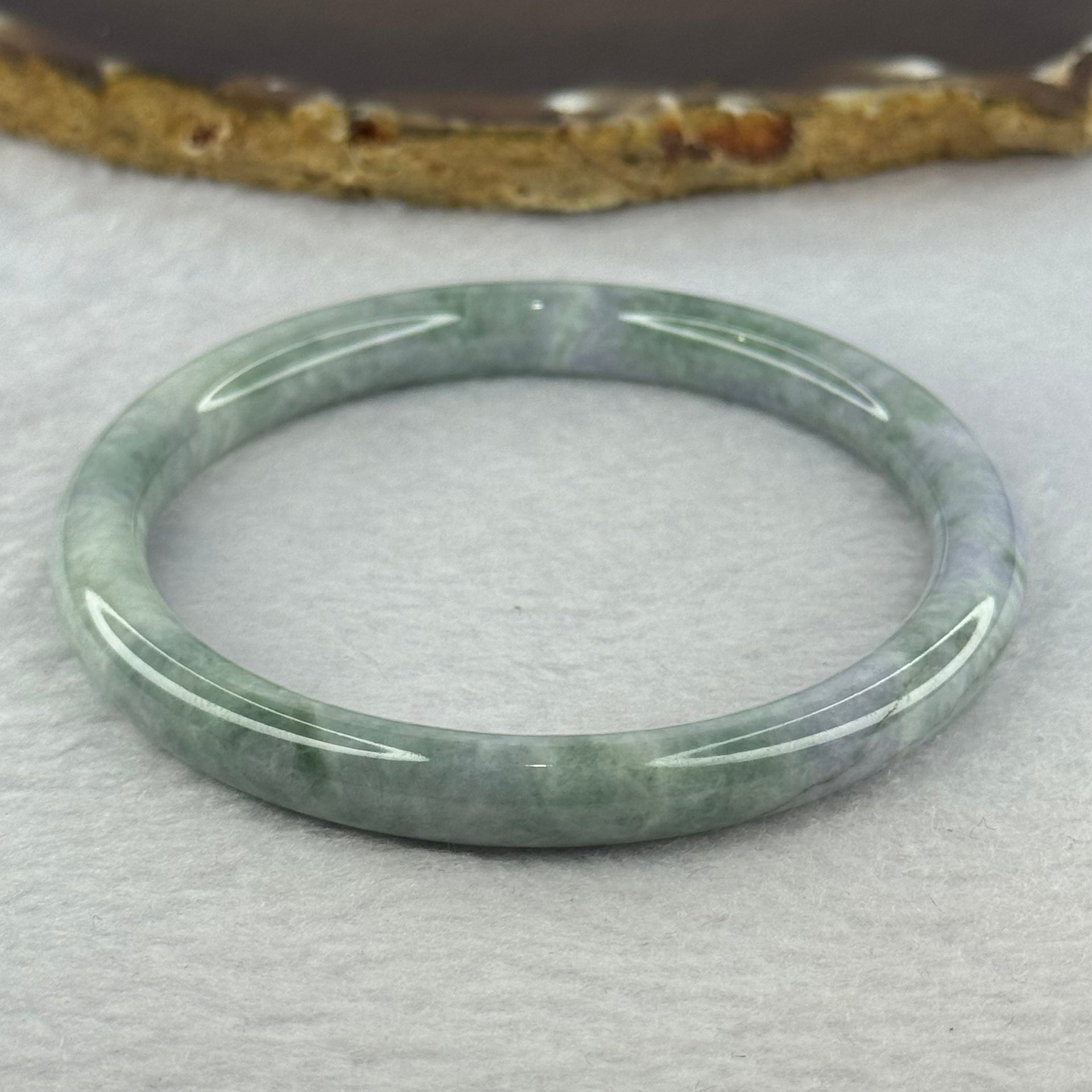 Type A Deep Lavender and Green Piao Hua Jadeite Bangle 30.98g Internal Diameter 59.1mm 8.1 by 7.4mm (Internal Line) - Huangs Jadeite and Jewelry Pte Ltd