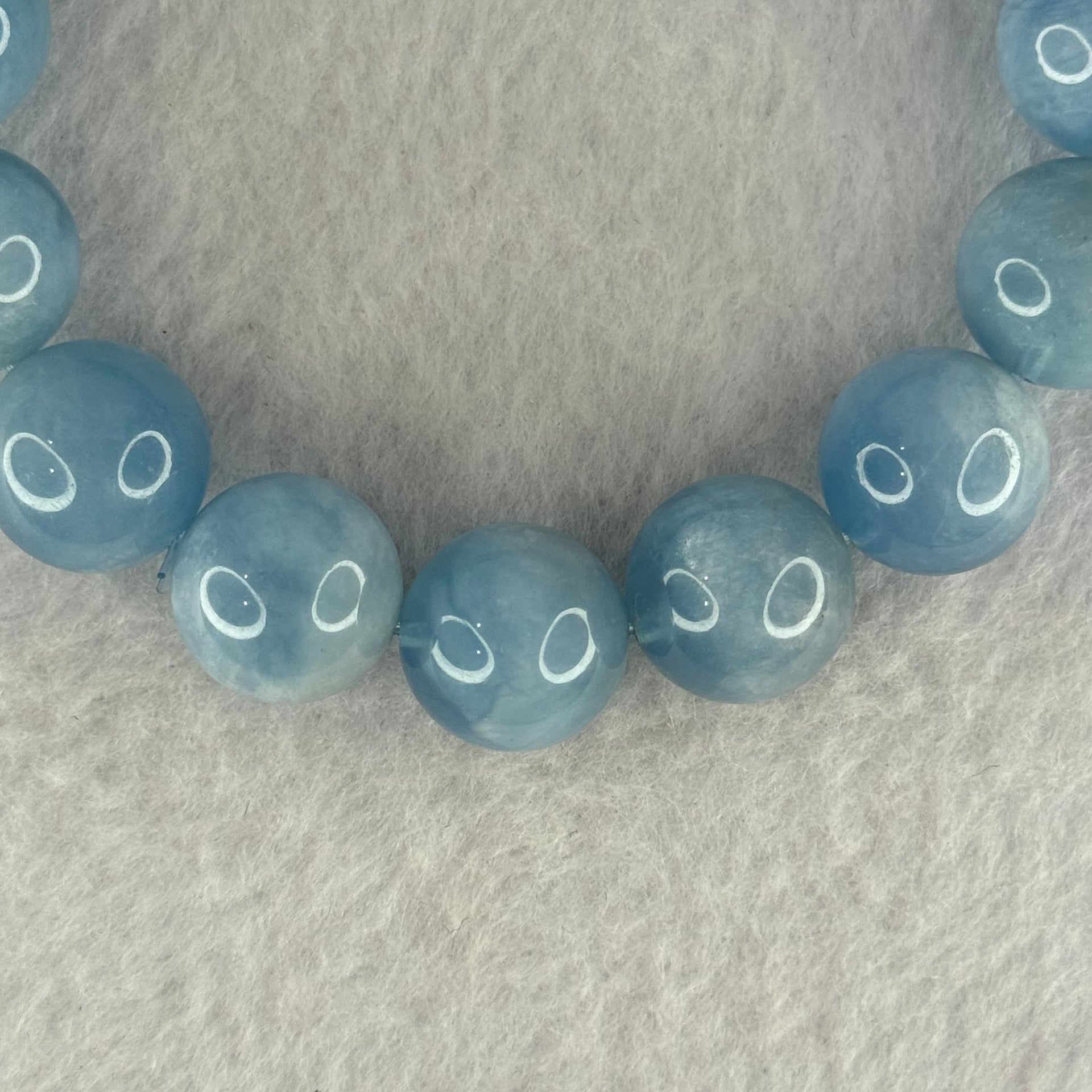 Natural Aquamarine Beads Bracelet 66.27g 19cm 14.8mm 15 Beads - Huangs Jadeite and Jewelry Pte Ltd