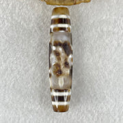 Natural Powerful Tibetan Old Oily Agate Zha Ji La Mu Female Cai Shen Carvings on 9 Eyes Dzi Bead Heavenly Master (Tian Zhu) 九眼扎基拉姆女财神天珠 13.88g 57.4 by 13.3mm - Huangs Jadeite and Jewelry Pte Ltd