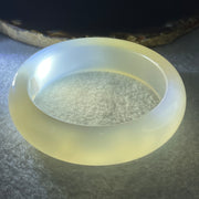 Natural White Agate Bangle | (64.79g | 54.8mm ID | 17.5 x 9.4mm | Close to Perfect | Auric Purification & Sovereign Serenity Anchor, Feng Shui Peace & Executive Wide Statement Bangle) - Huangs Jadeite and Jewelry Pte Ltd