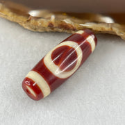 Natural Powerful Tibetan Old Oily Red White Agate One Eye Fire Sign Dzi Bead Heavenly Master (Tian Zhu) 一眼火天珠 10.70g 37.4 by 13.4mm - Huangs Jadeite and Jewelry Pte Ltd