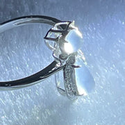 Type A Glassy Colourless Jadeite Cat with Diamonds in 18K Whitre Gold 2.04g Teardrop 6.8 by 4.5 by 2.0mm US6.8 HK15 - Huangs Jadeite and Jewelry Pte Ltd