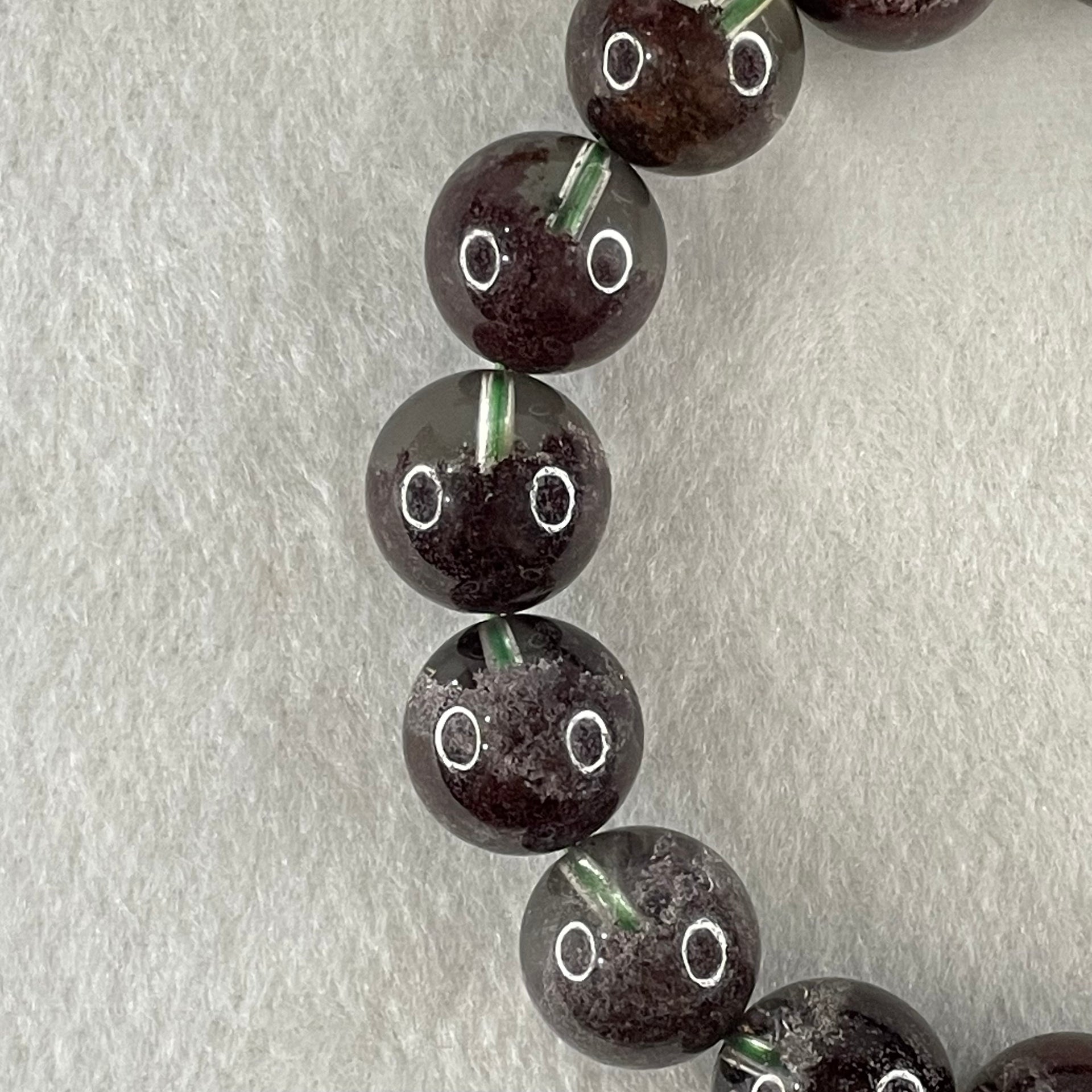 Good Grade Natural Red Phantom Quartz Beads Bracelet 49.21g 16.5cm 13.2mm 16 Beads - Huangs Jadeite and Jewelry Pte Ltd