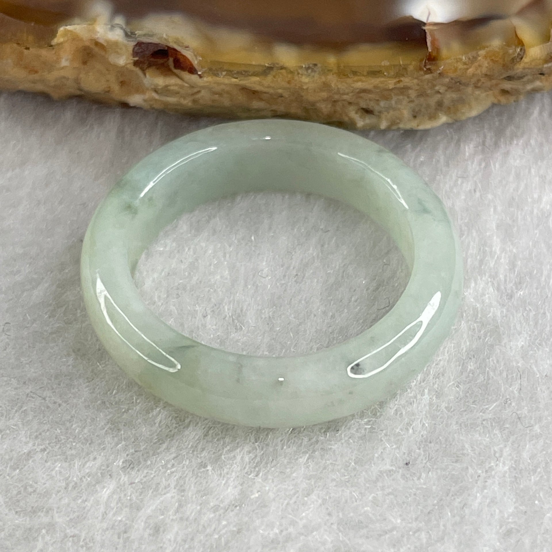 Natural Type A Faint Green with Green Jadeite Ring 3.03g 5.1 by 3.3mm US 8 HK 17.5 - Huangs Jadeite and Jewelry Pte Ltd