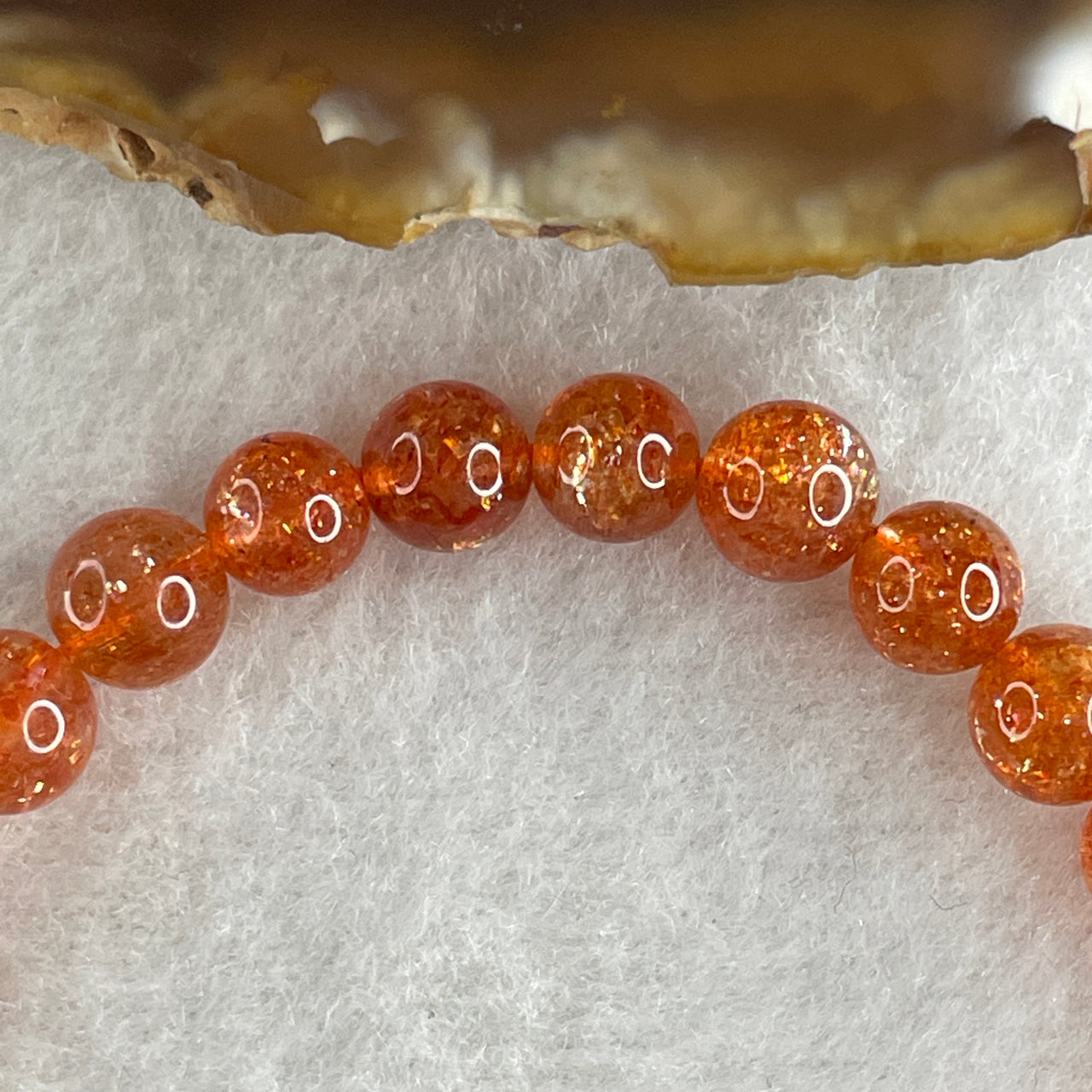 Very Good Natural Golden Sun Stone Beads Bracelet 11.60g 16cm 6.8mm 29 Beads - Huangs Jadeite and Jewelry Pte Ltd