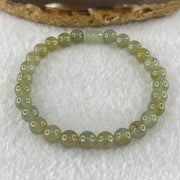 Type A Brownish Semi Icy Light Blueish Green and Yellow Jadeite Beads with White Lulu Tong Bracelet 13.12g 15.5cm 6.5cm 27 Beads 8.5 by 5.8 1pcs - Huangs Jadeite and Jewelry Pte Ltd