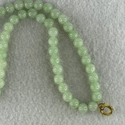 Type A Natural Semi Icy Light Green Jadeite Beads Necklace 39.10g 40cm 7.5mm 54Beads - Huangs Jadeite and Jewelry Pte Ltd