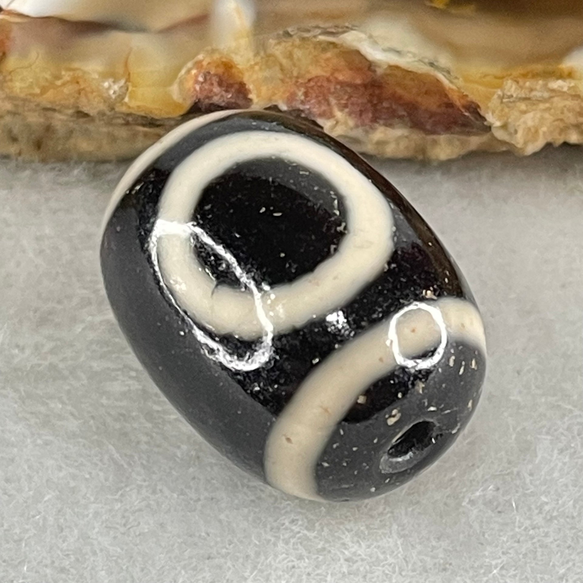 Natural Powerful Tibetan Old Oily Agate 1 Eye With Swastika Dzi Bead (Hotu Dzi) 4.46g 17.4 by 12.9mm - Huangs Jadeite and Jewelry Pte Ltd