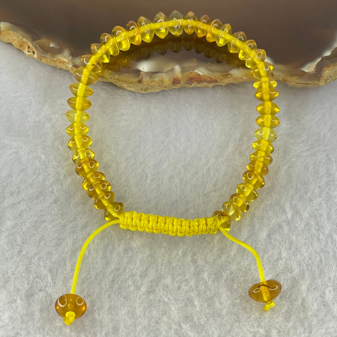 Natural Yellow Amber Beads String Bracelet 3.90g 15cm 6.9mm 41 Beads - Huangs Jadeite and Jewelry Pte Ltd