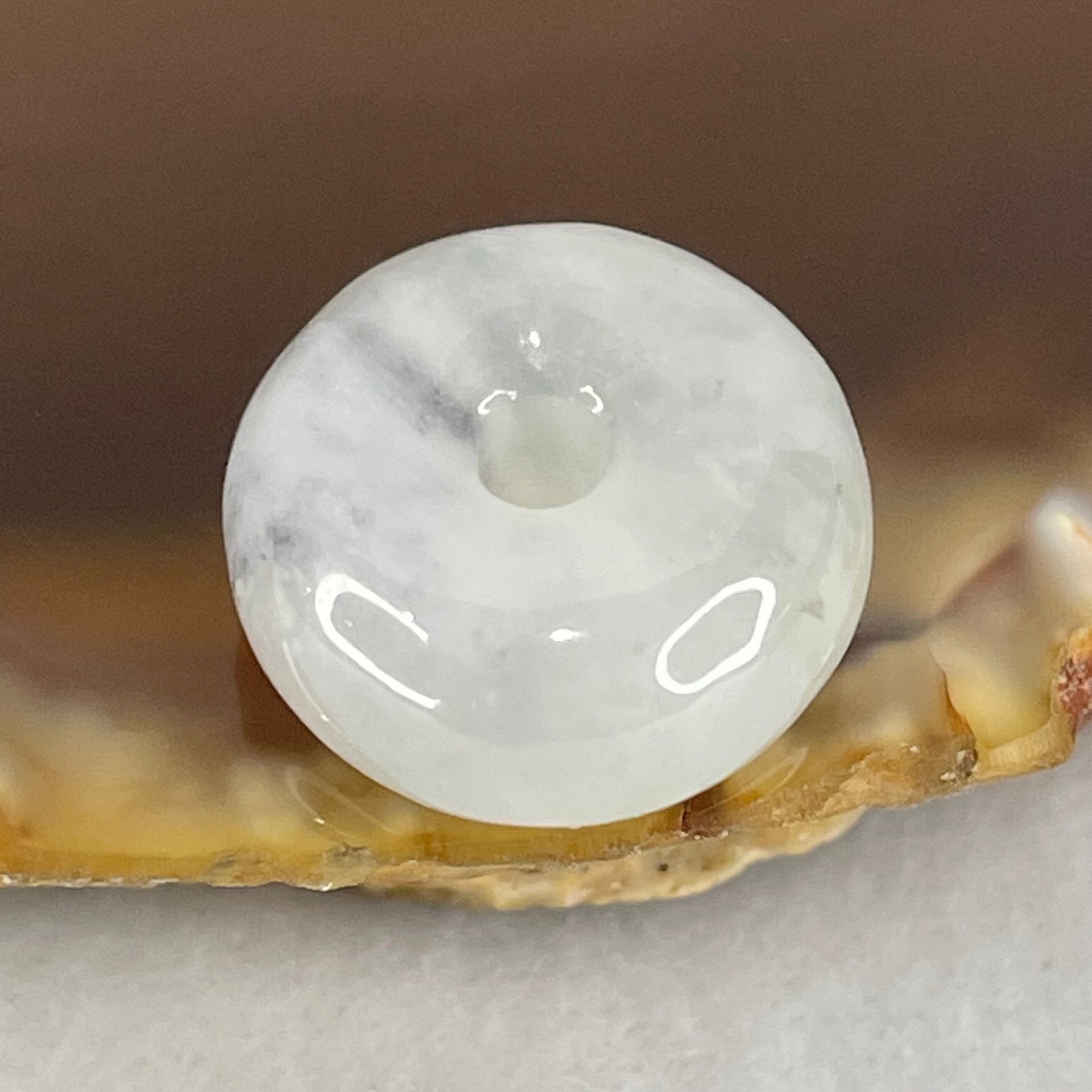 Type A Semi Icy Light Lavender With Wuji Grey Spots Jadeite Ping An Kou Charm/Pendant 2.77g 14.2 by 6.8mm - Huangs Jadeite and Jewelry Pte Ltd