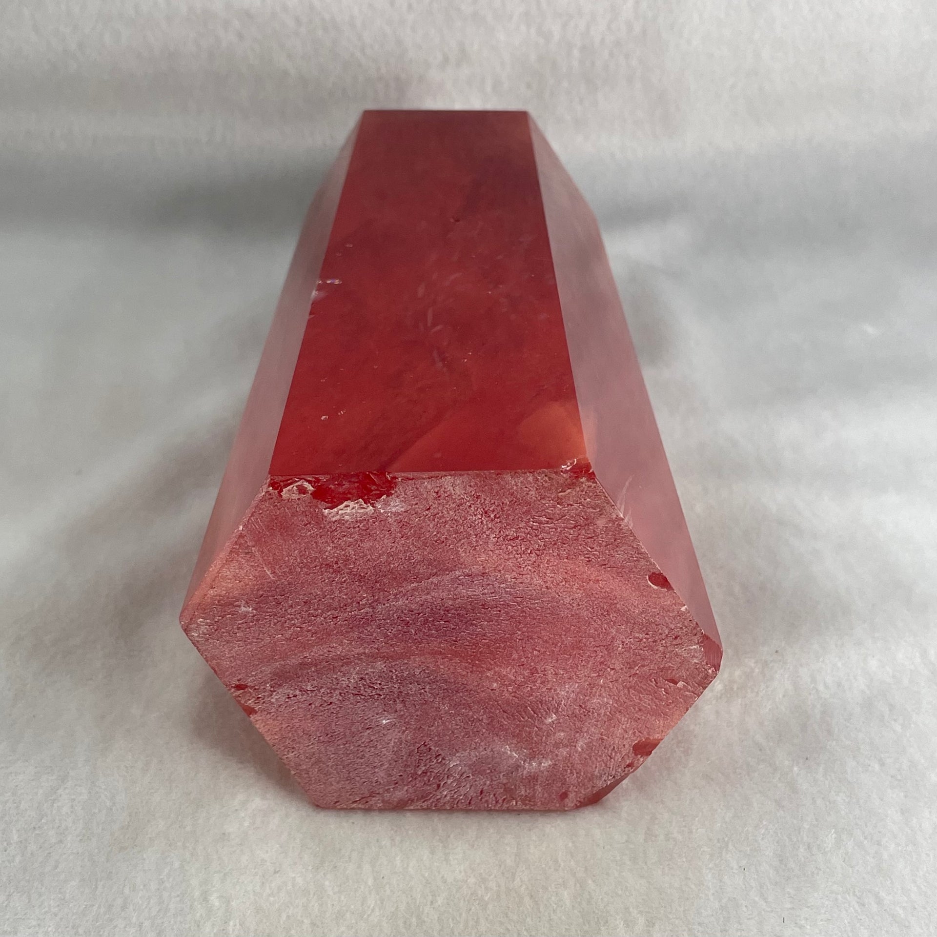 Cherry Quartz Tower with Wooden Stand Display 1440.9g 84.9 by 68.0 by 205.0mm - Huangs Jadeite and Jewelry Pte Ltd