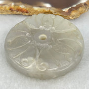 Antique Natural Greyish Lavender Nephrite Ping An Kou Donut Pendant 64.41g 58.5 by 14.0mm - Huangs Jadeite and Jewelry Pte Ltd