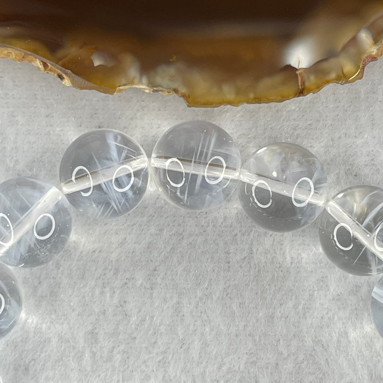 Good Grade Natural Blue Needle Quartz Beads Bracelet 43.00g 16.5cm 12.3mm 17 Beads