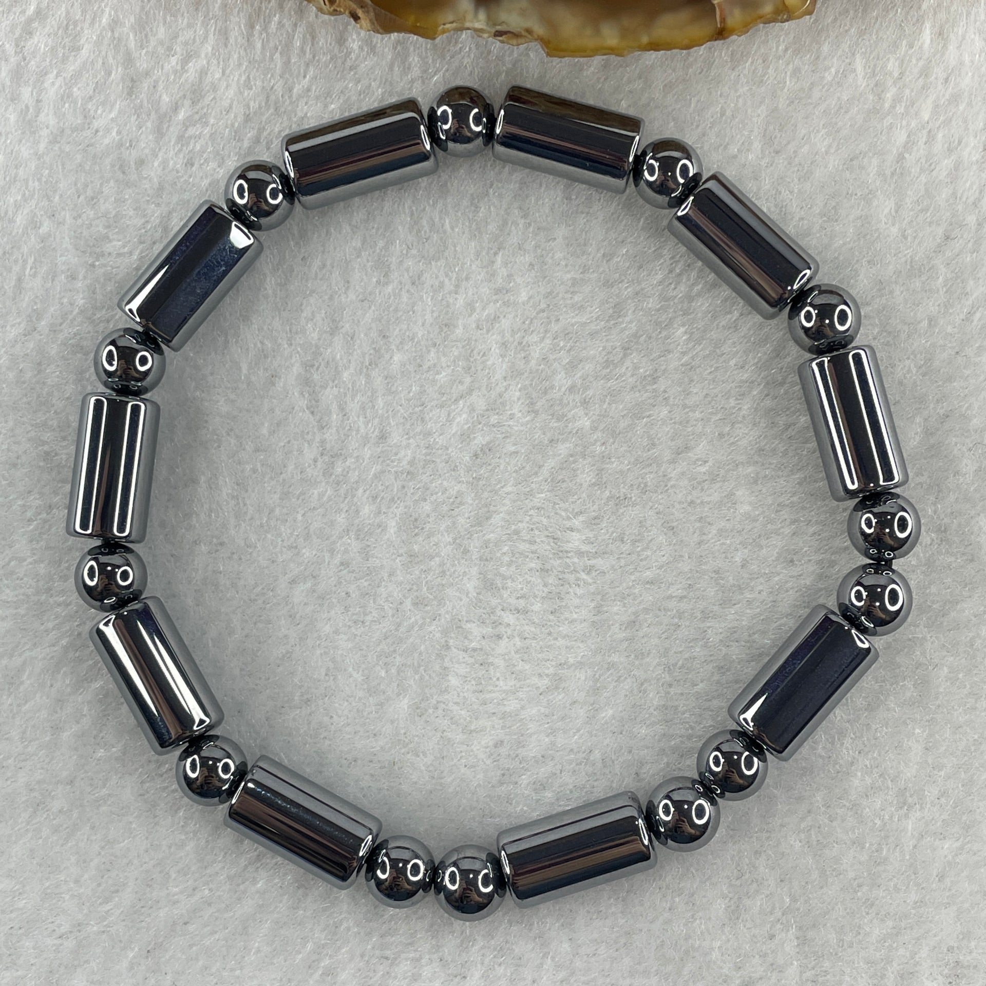 Natural Hematite Lulutong Beads Bracelet 15.49g 18cm 7.0mm-10Lulutong 6.5mm-13Beads - Huangs Jadeite and Jewelry Pte Ltd