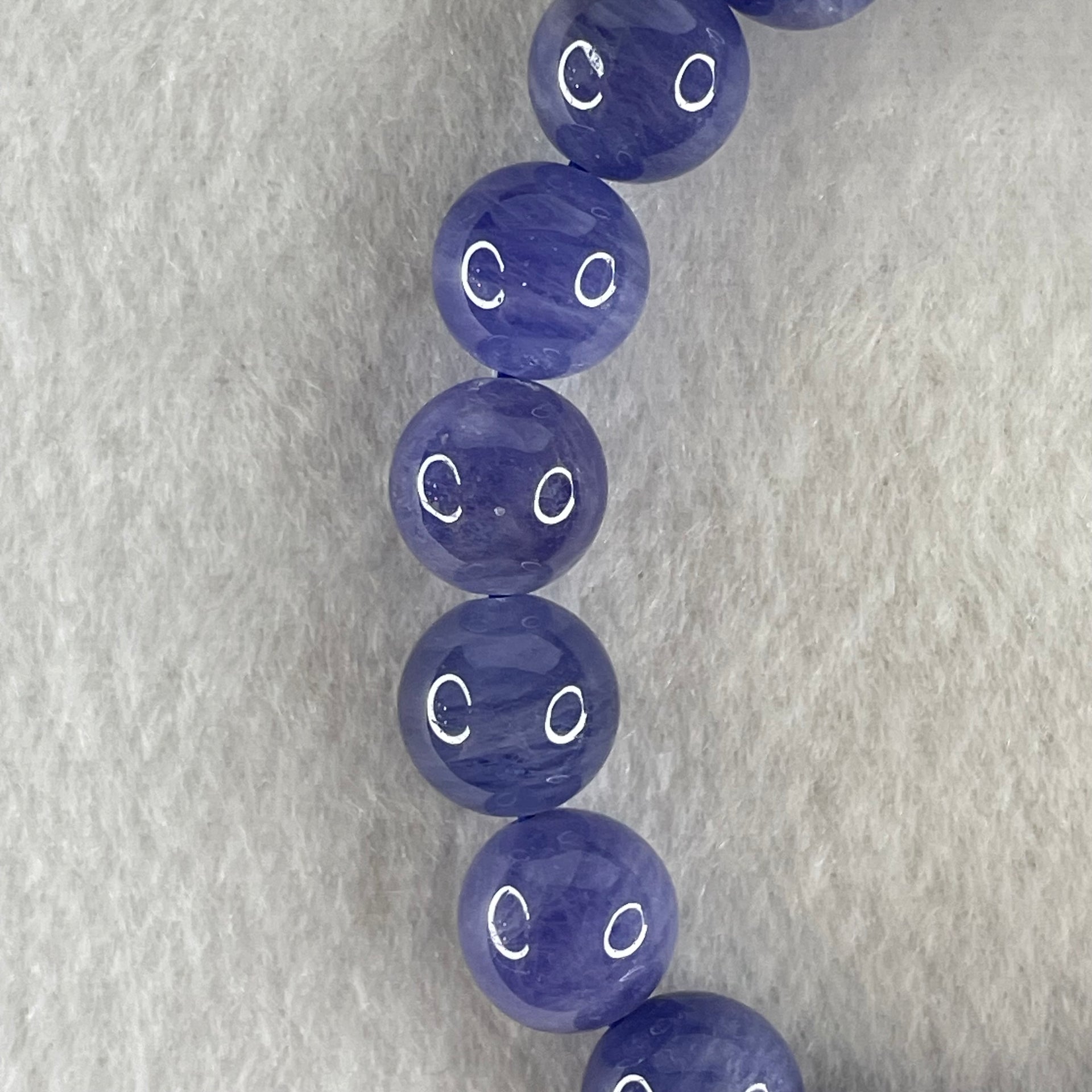 Above Average Grade Natural Blue Tanzanite Beads Bracelet 39.01g 16.5cm 10.6mm 19 Beads - Huangs Jadeite and Jewelry Pte Ltd