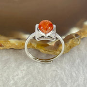 Good Grade Natural Golden Sun Stone in S925 Silver Ring (Adjustable Size) 2.21g 8.9 by 6.8 by 3.5mm - Huangs Jadeite and Jewelry Pte Ltd