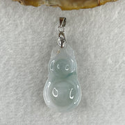 Natural Type A Semi Icy Lavender Jadeite Calabash Hulu Pendant in Stainless Steel Clasp 3.37g 29.3 by 15.6 by 5.1mm - Huangs Jadeite and Jewelry Pte Ltd