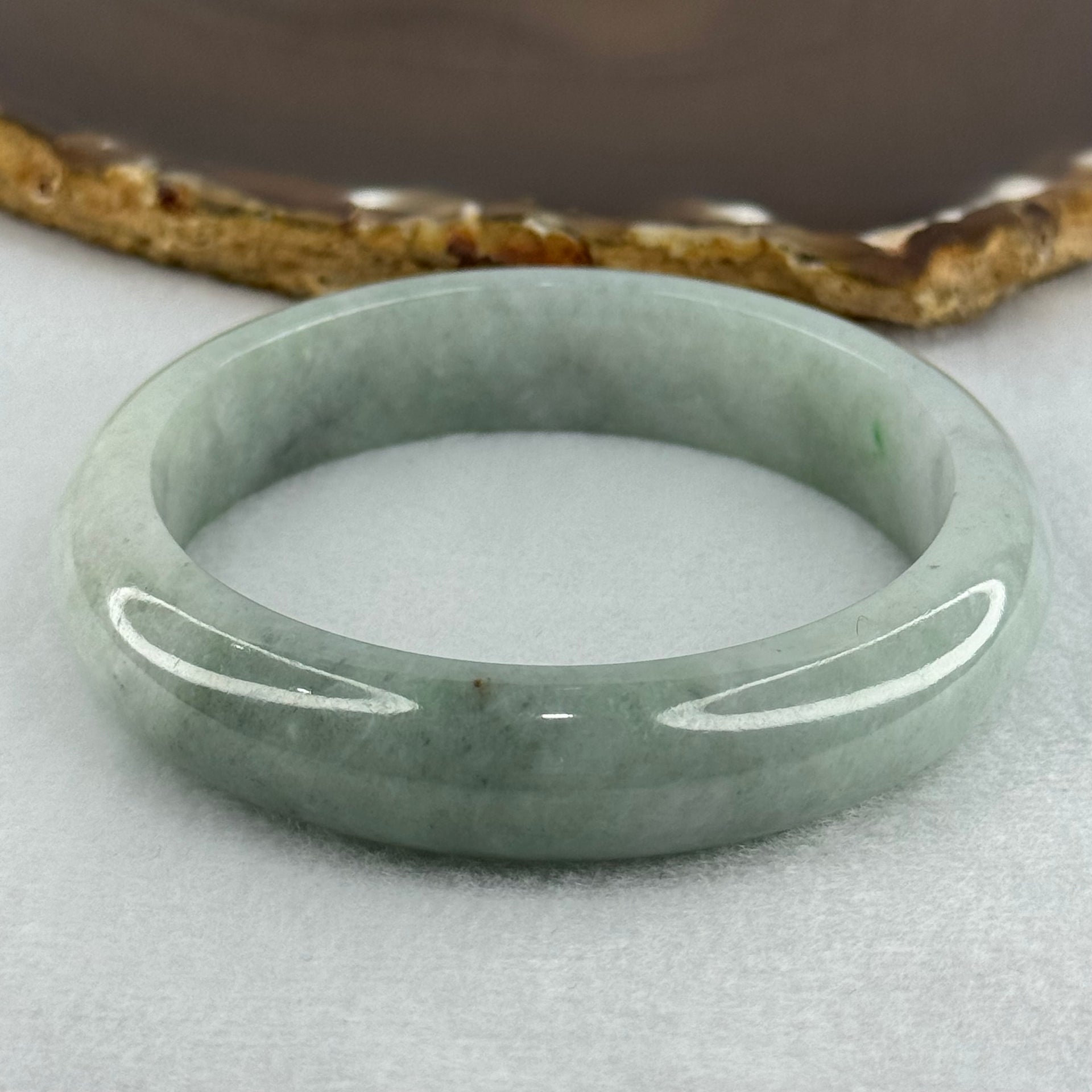 Type A Light Blueish Green Jadeite Bangle Internal Diameter 58.2mm 66.76g 14.3 by 8.9mm (Slight Internal Lines) - Huangs Jadeite and Jewelry Pte Ltd