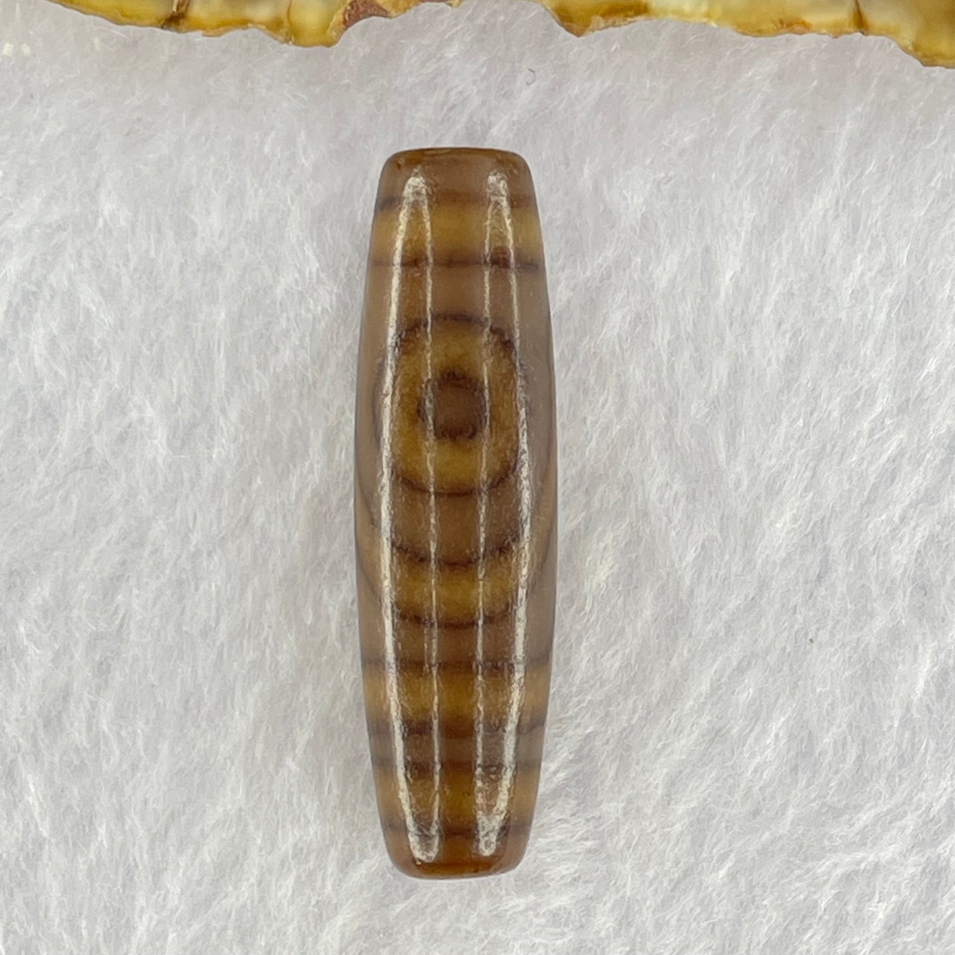 Natural Powerful Tibetan Old Oily Agate 2 Eyes Dzi Bead Heavenly Master (Tian Zhu) 二眼天诛 7.65g 39.6 by 11.3mm - Huangs Jadeite and Jewelry Pte Ltd