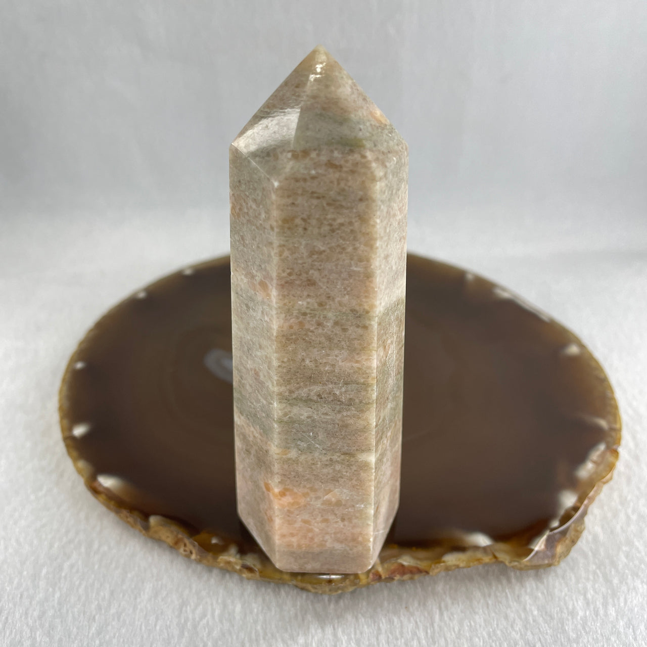 Natural Grey Orange Calcite Quartz Tower Display 180.49g 101.4 by 36.5 by 32.1mm - Huangs Jadeite and Jewelry Pte Ltd