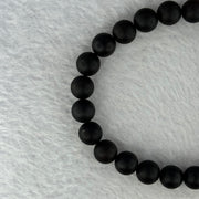 Natural Dark Matt Black Amber Beads Bracelet 天然大黑天翁琥珀手链 7.59g 17cm 8.4mm 24 Beads - Huangs Jadeite and Jewelry Pte Ltd