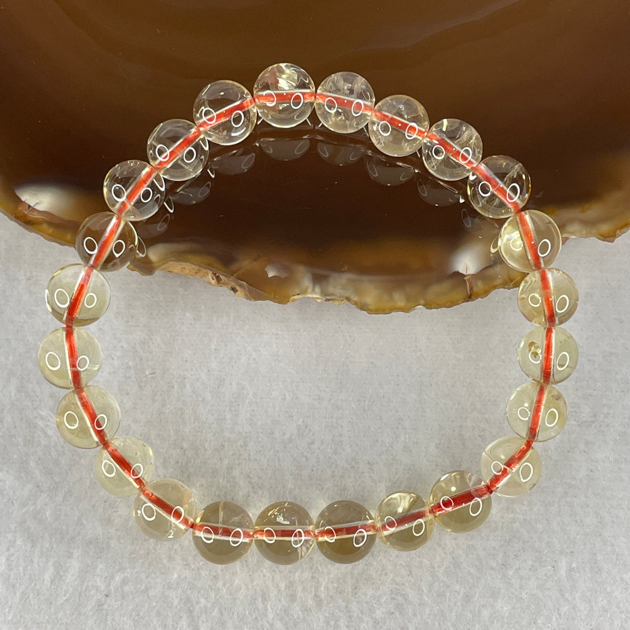 Certified Average Grade Natural Yellow Citrine Crystal Beads Bracelet | 8.2mm Golden Merchant's Stone (18.10g | 16cm Wrist Sizing | 24 Beads)